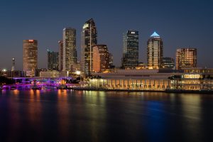 Photo of Tampa Convention Center at night.